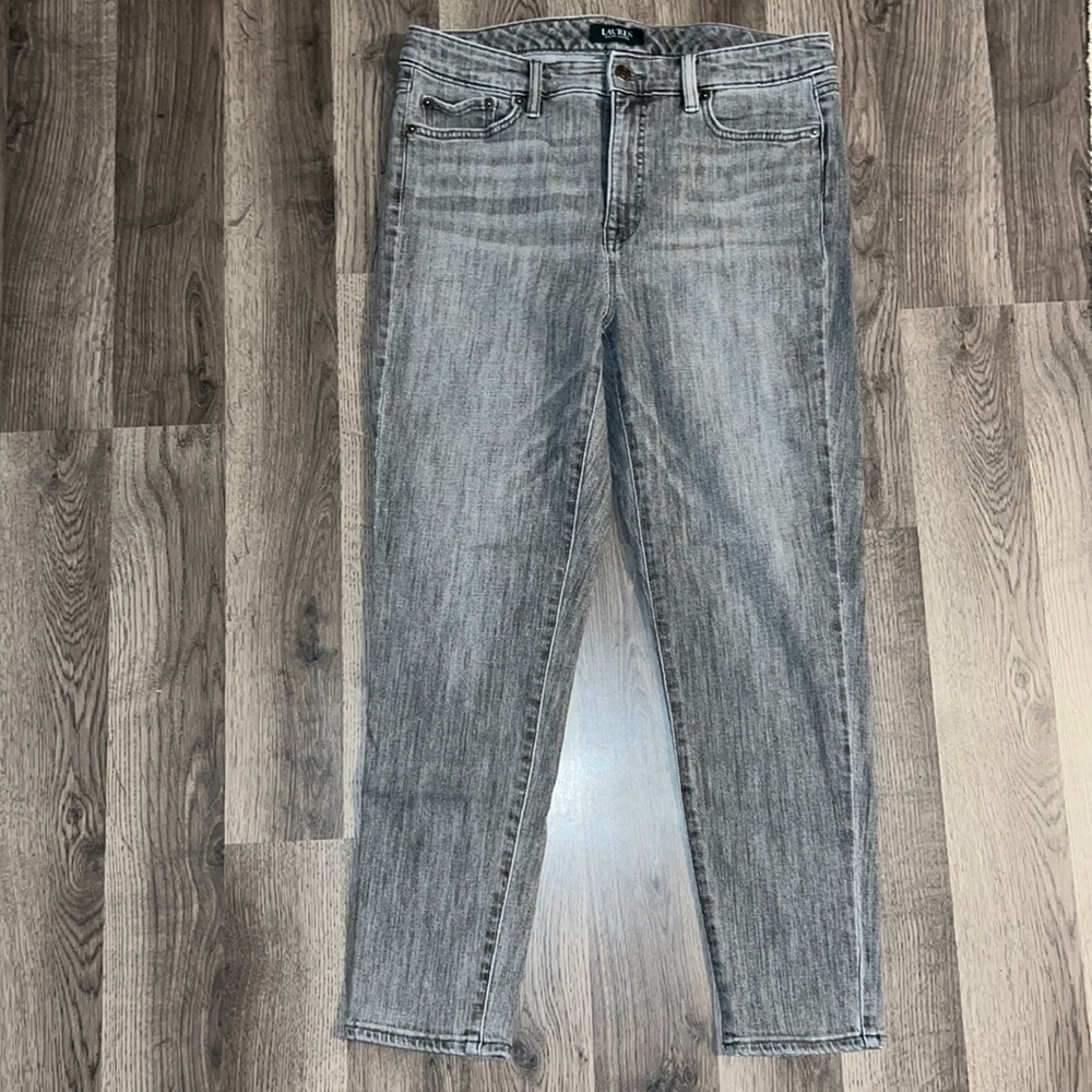 Lauren Ralph Lauren High Rise Gray Skinny Cropped Jeans Size 10